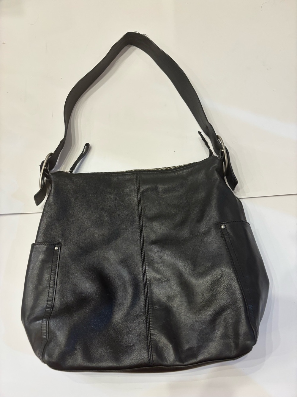 Daniel Classic Black Leather Hobo Shoulder Bag